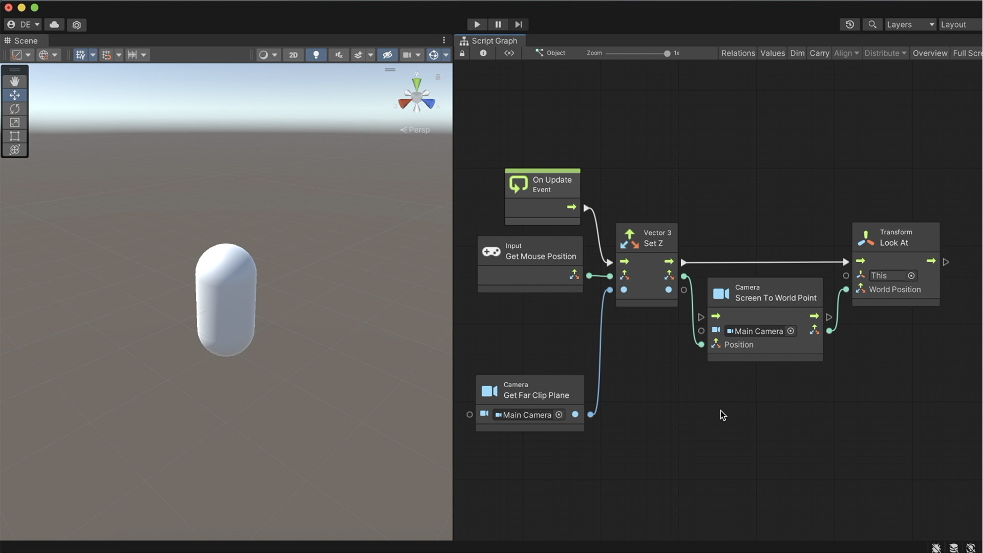 Unity Visual Scripting – Looking at the mouse pointer