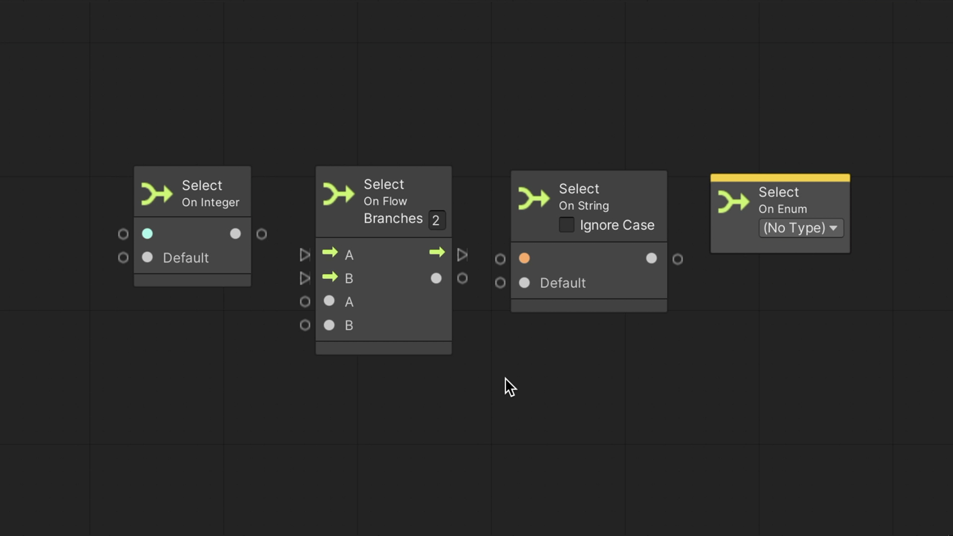 Unity Visual Scripting – Select nodes