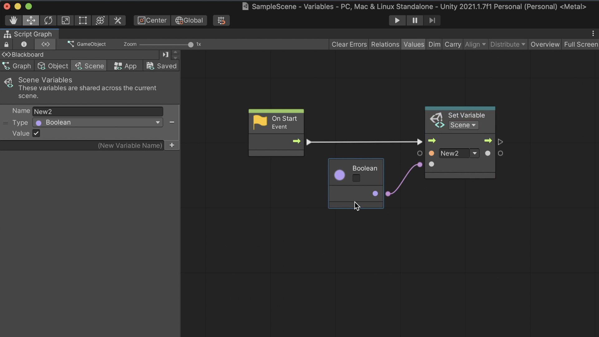 Unity Visual Scripting – Set variable node