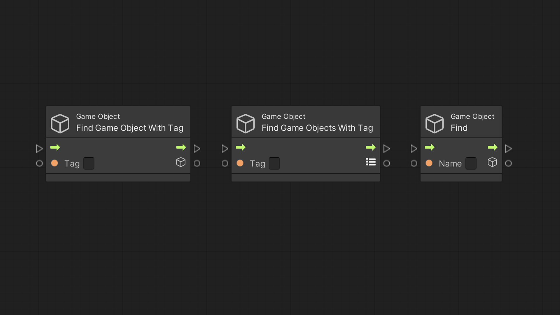 Unity Visual Scripting – Find Game Object With Tag and Find nodes